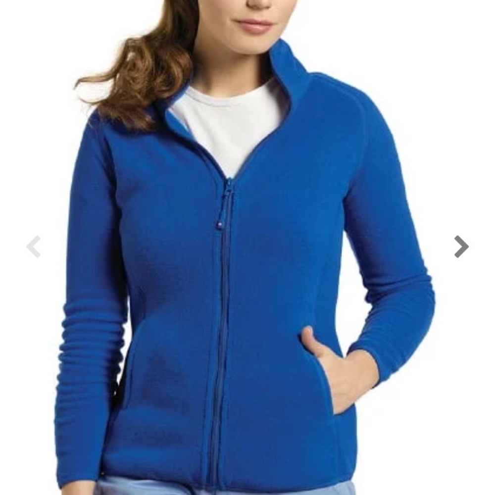 Wms Polar Fleece Zip Front Solid Scrub Jacket SZ M